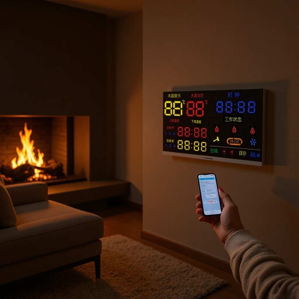 LED彩屏WIFI手机远程遥控电采暖炉温控器电锅炉控制器触摸键包邮