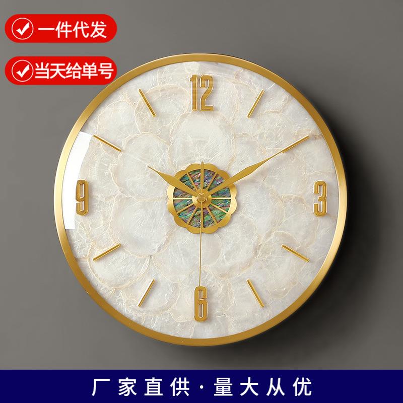 现代简约圆形挂钟家用轻奢墙面表挂墙时尚壁钟客厅创意静音石英钟
