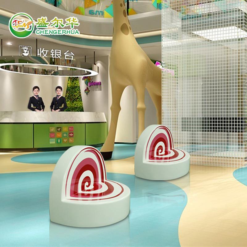 商场玻璃钢美陈休闲椅现代创意广场游乐场儿童区树脂彩绘座椅摆件