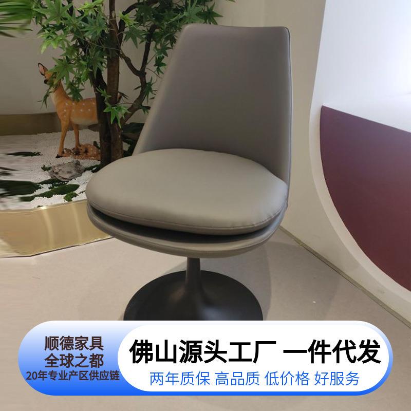 现代简约吧台椅皮布休闲餐椅北欧电脑书桌岛台高脚凳旋转洽谈椅