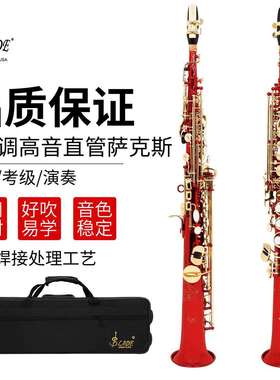 SLADE红色高音萨克斯风管乐器降B调学生初学者乐队专用直管萨克斯