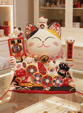 招财猫酒柜收藏桌面摆件自动招手