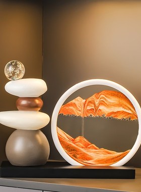 时来运转流沙画摆件客q厅电视柜酒柜轻奢高档高级家居装饰品办公