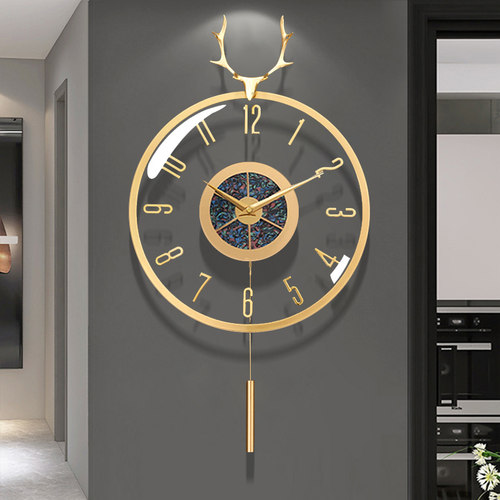 轻奢透明挂钟客厅家用2022新款时D尚钟表大气创意时钟现代简约挂