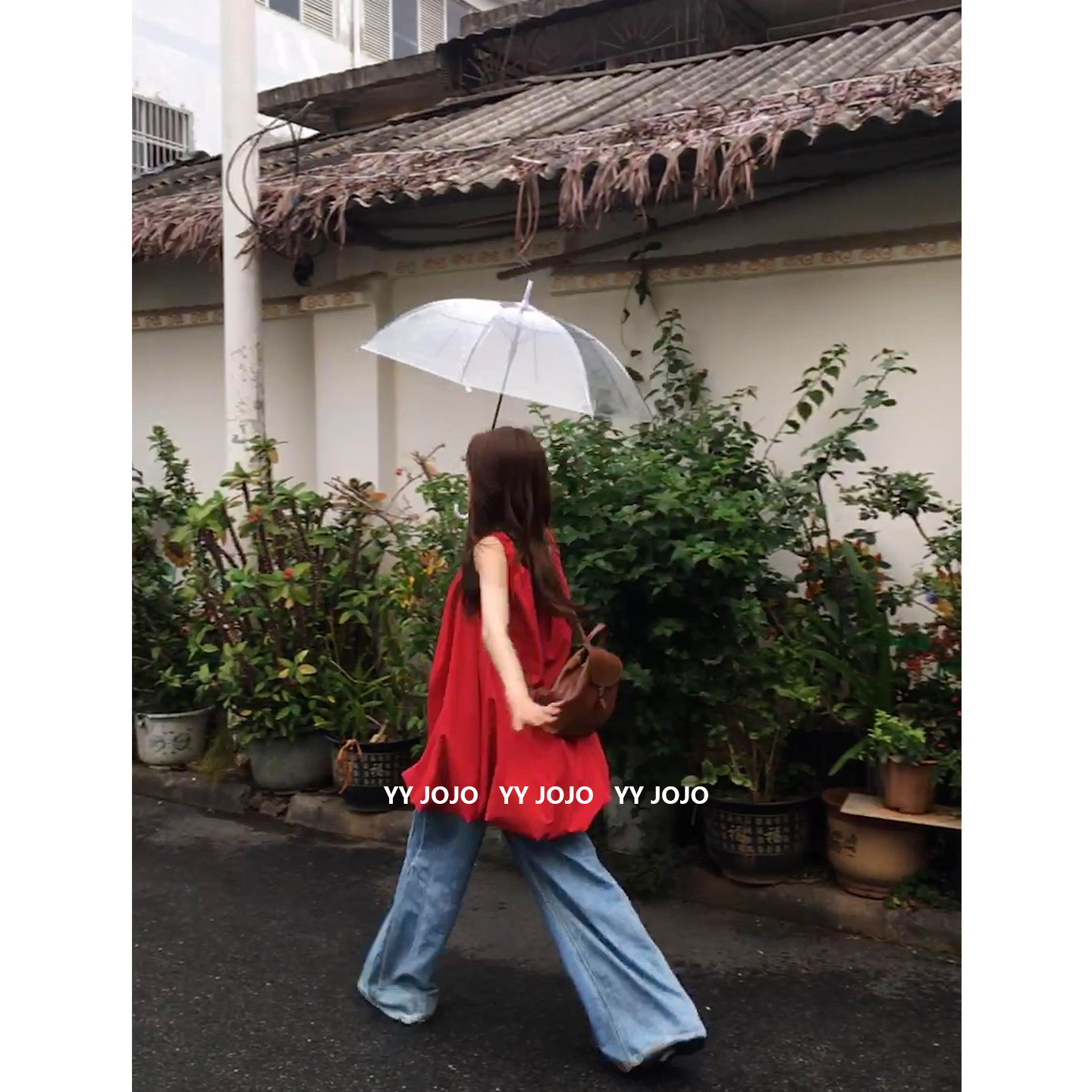 法式多巴胺红色吊带无袖连衣裙女夏季宽松叠穿海边度假气质中长裙