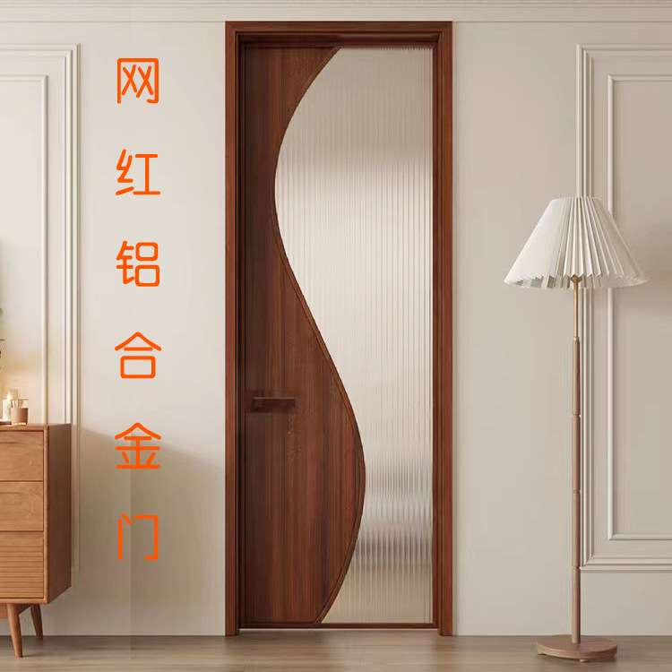 S形艺术玻璃门法式复古平开门卫生间门厕所书房铝合金门图片