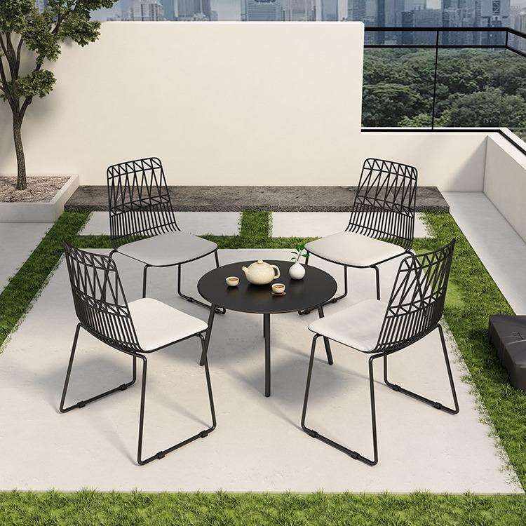铁艺户外桌椅组合庭院花园桌椅白色阳台咖啡厅外摆茶几椅露台家用
