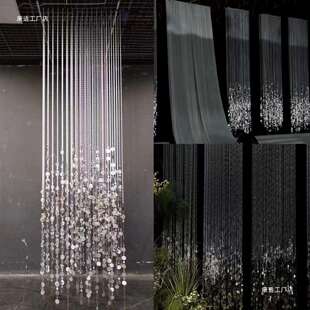 新品亚克力水晶珠帘银色亮片挂件婚庆酒店宴会厅园片吊顶珠链布置