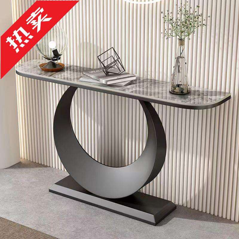 意式岩板玄关桌端景台入户柜现代简约轻奢客厅靠墙窄桌条案