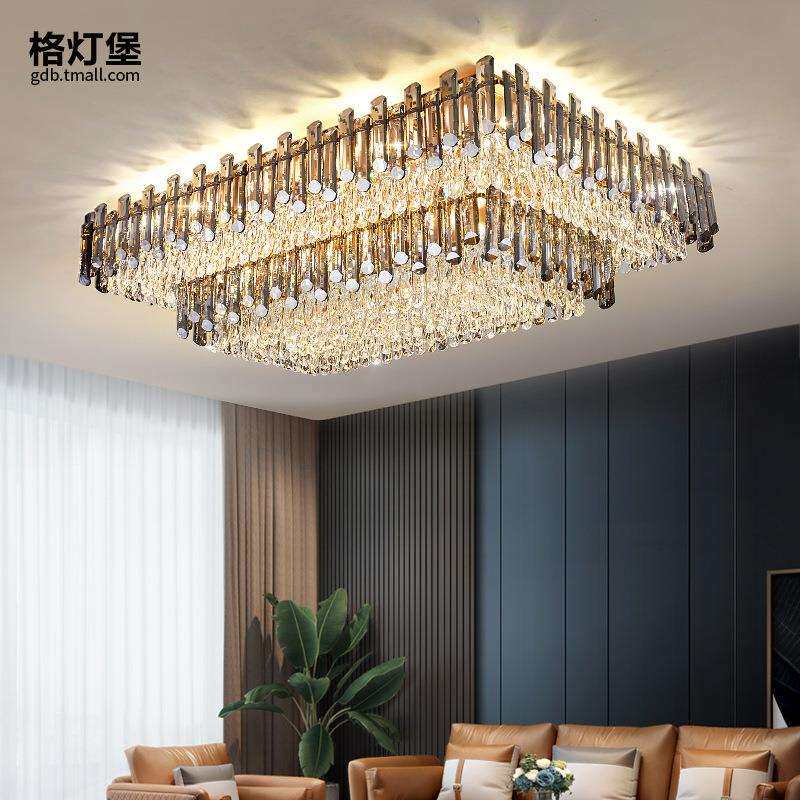 轻奢水晶吸顶灯客厅大灯长方形后现代简约大气2024年新款灯具灯饰
