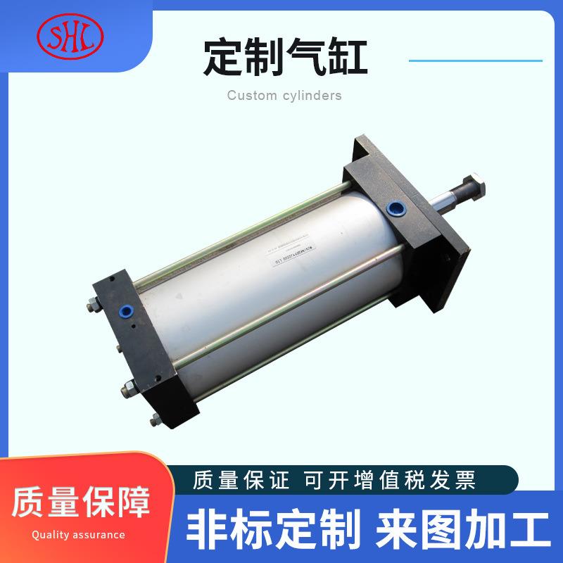 QGB200*345T重型铸铁缓冲气缸长行程活塞式拉杆 铝合金标准气缸