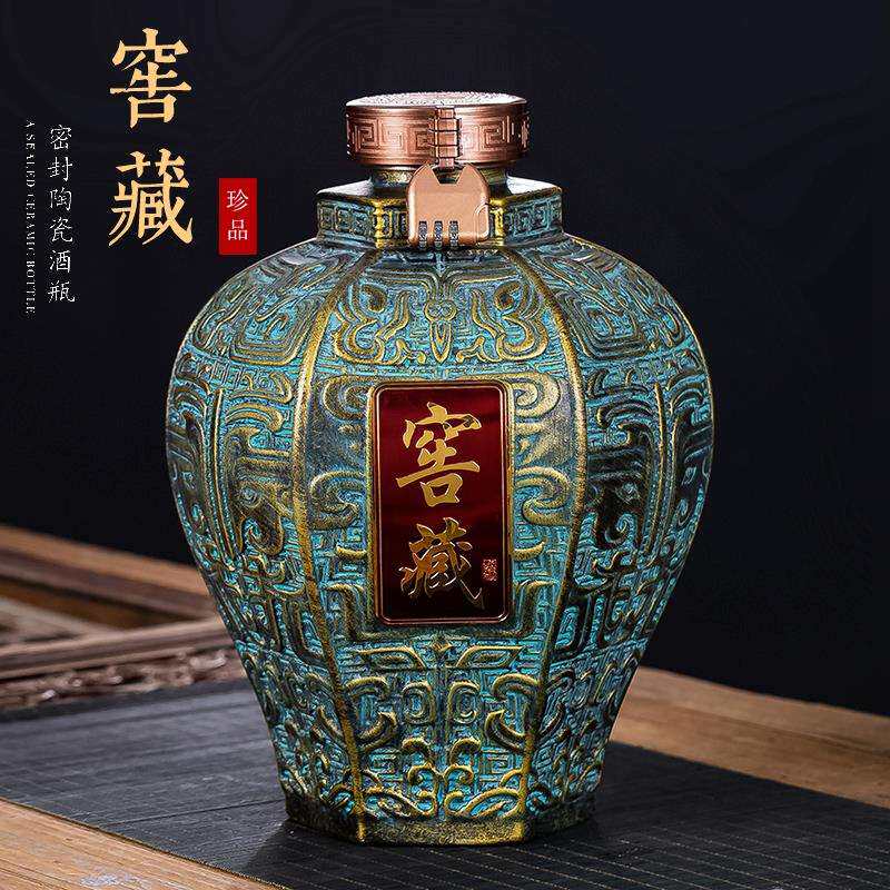 手工雕刻 5斤10斤装青铜器陶瓷酒坛家用酒缸酒罐壶密封酒瓶子空瓶