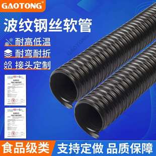 黑色pu聚氨酯塑筋软管农机施肥下种管精选机播种机用塑料软管50mm