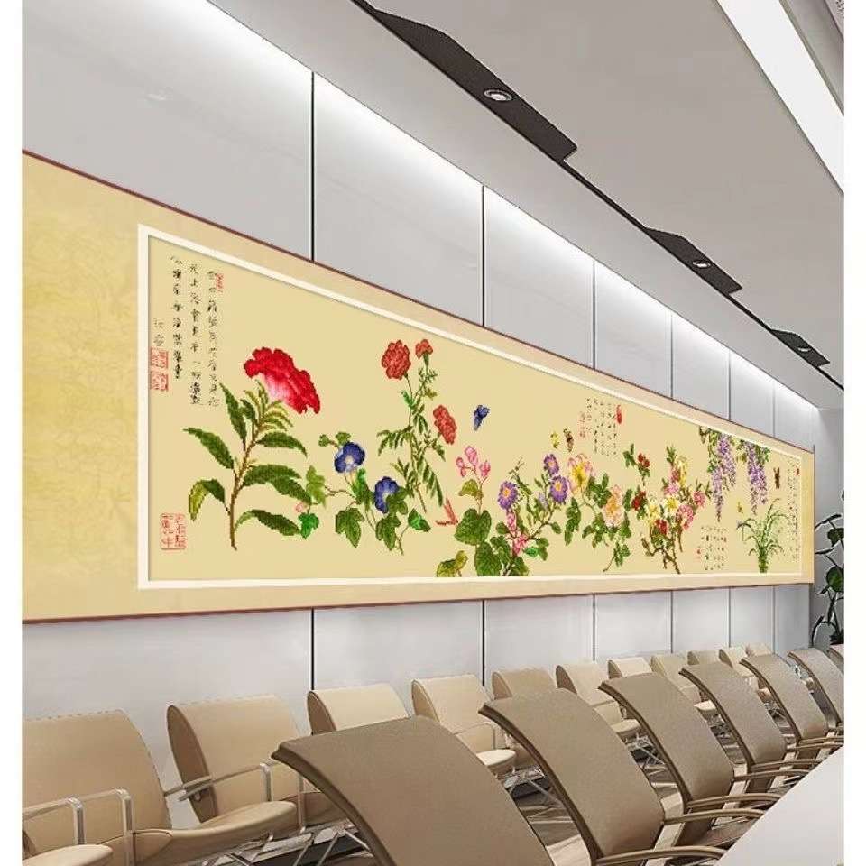 十字绣2023新款客厅大幅挂画鲜花百花图花卉刺绣自己绣非成品