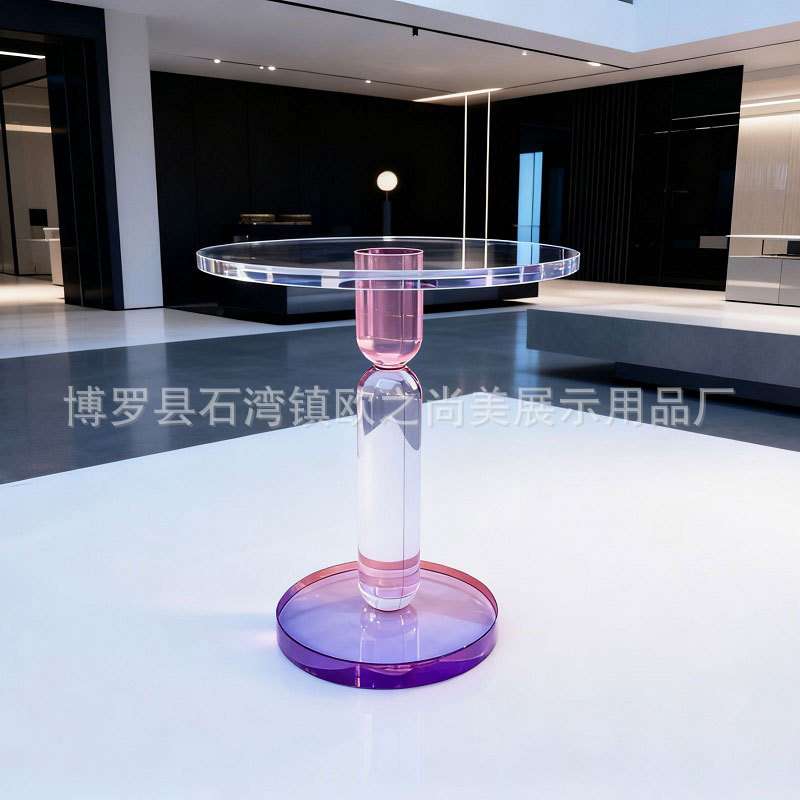 意式极简沙发边几亚克力透明角几阳台休闲咖啡桌迷你圆形小边几