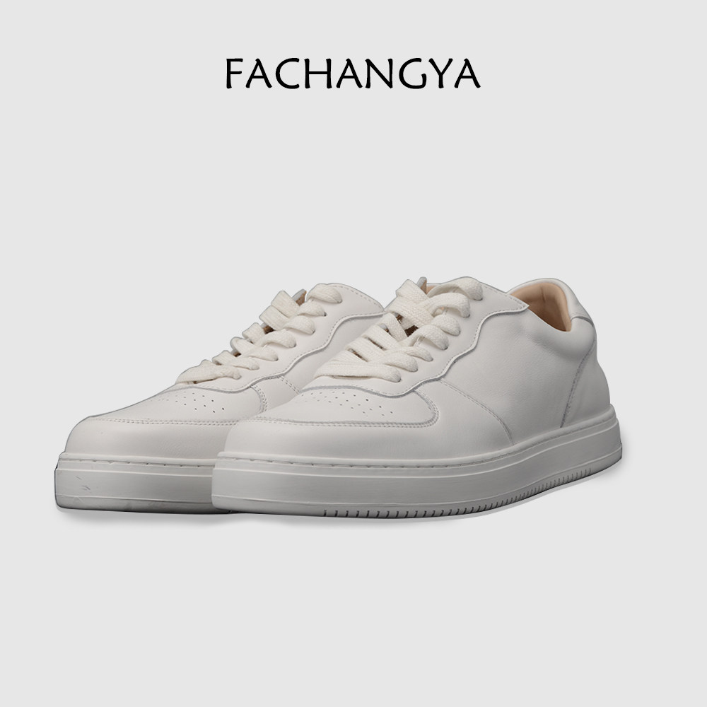 FACHANGYA百搭时尚小白鞋休闲运动男鞋增高潮流牛皮透气低帮板鞋
