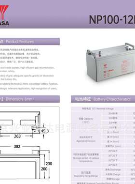 汤浅蓄电池NP100-12H 12V100AH不间断电源后备蓄电池 联保售后
