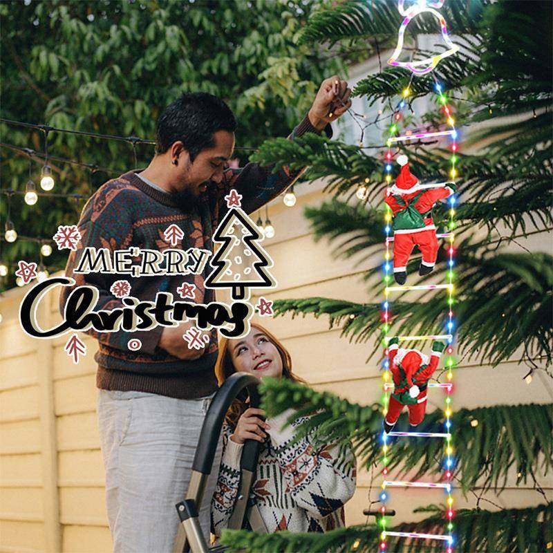 跨境圣诞防水灯串梯子灯户外发光圣诞老人庭院装饰屋檐悬挂吊灯