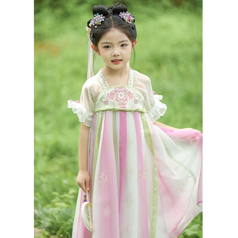 汉服女童夏季新款女孩中国风连衣裙儿童古风超仙襦裙女宝古装裙子