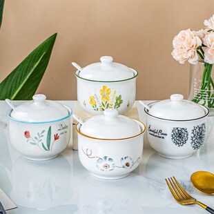 油泼辣子罐子猪油罐老式搪瓷中式调料罐油盐一体配盖勺盐罐糖罐子