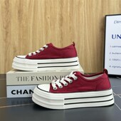 透气帆布鞋 女夏新款 休闲软底小白鞋 厚底薄款 增高户外松糕运动板鞋