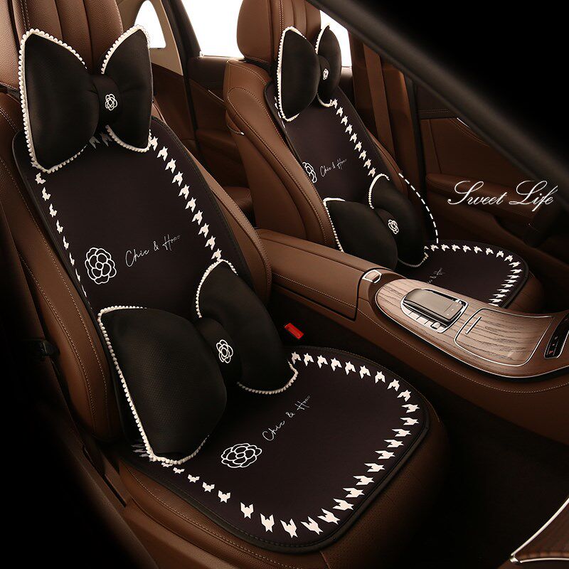 汽车坐垫四季通用座垫简约网红女神车载座套夏季冬季高级感车垫子