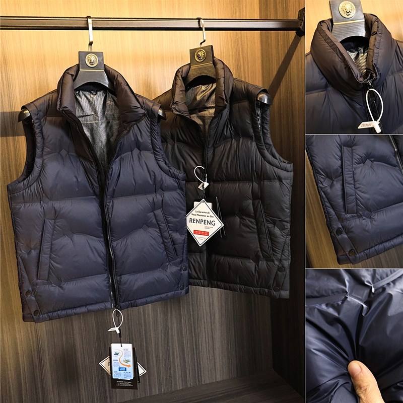 客供尼龙【防风防水】压胶充绒!冬季男士高蓬松保暖立领羽绒马甲