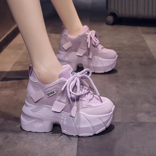 女20254新款 休闲运动鞋 夏季 9cm内增高小个子女鞋 厚底鞋 网红老爹鞋