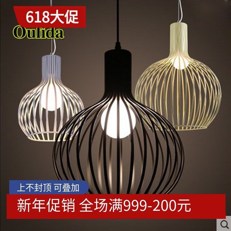 北欧复古创意铁艺鸟笼吊灯简约餐厅酒吧台阳台个性现代单三头吊灯,家装灯饰光源,客厅吊灯,淘宝优惠券,粉丝福利购,淘宝优惠卷