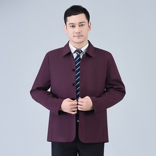 中老年男士夹克外套春秋季翻领宽松休闲爸爸爷爷装茄克衫扣子上衣