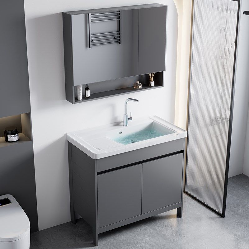 陶瓷一体盆太空铝浴室柜阳台洗漱洗衣盆柜组合一体式洗手槽带搓板,家装主材,浴室柜组合,淘宝优惠券,粉丝福利购,淘宝优惠卷