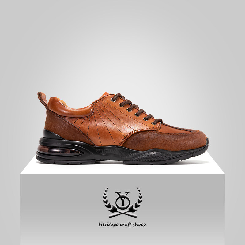 登山鞋复古反绒皮男士运动鞋潮流百搭马皮休闲鞋户外平底真皮男鞋