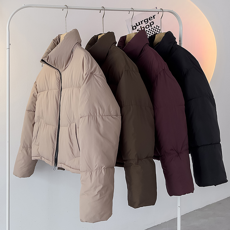 2023新款短款复古立领羽绒外套棉衣男冬季韩版宽松加厚面包服外套