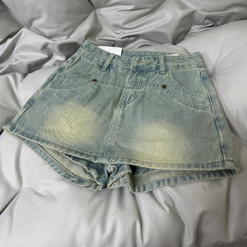300斤大码胖mm美式复古辣妹牛仔裙裤女夏季高腰显瘦a字包臀短裙子