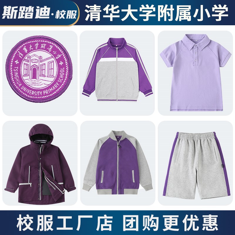 校服套装现货学生深紫色运动服短袖T恤衬衣附小棒球服小学冲锋衣