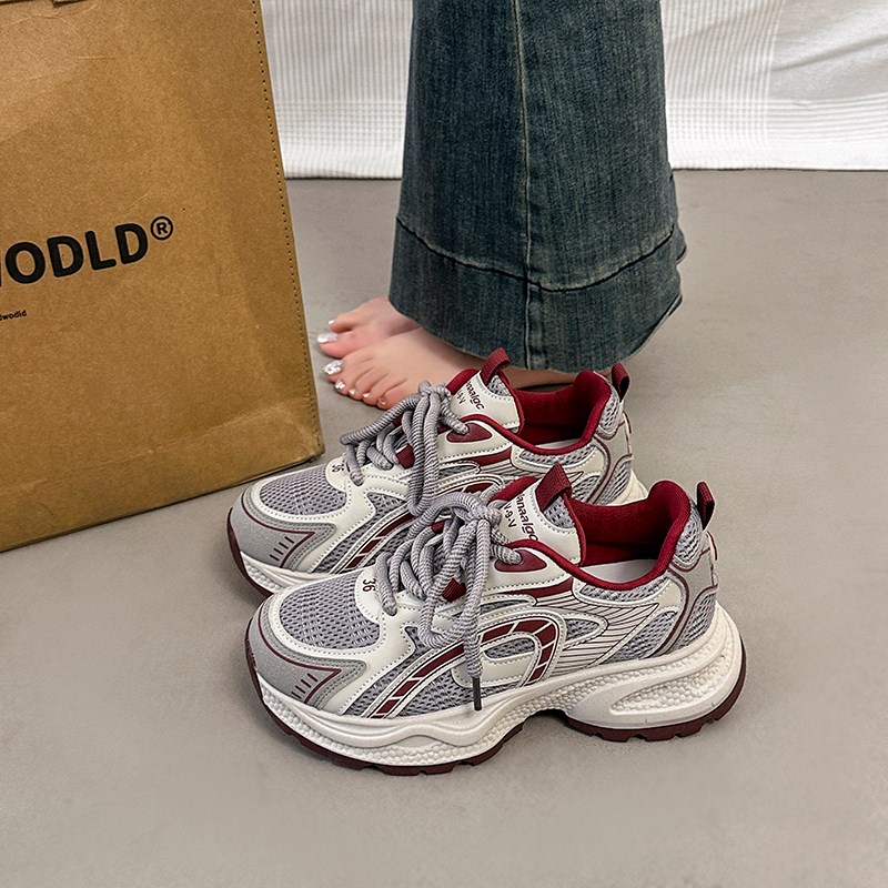 复古老爹鞋女款2025春季新款高级感厚底百搭显脚小轻便休闲运动鞋