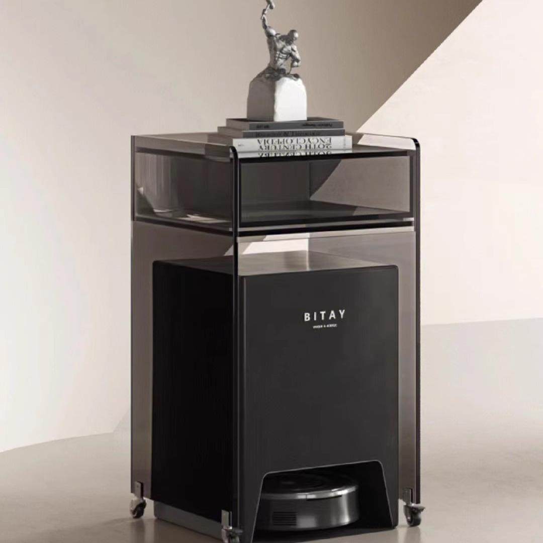 亚克力云鲸科沃斯石头追觅扫地机器人置物架带抽屉带轮移动收纳柜