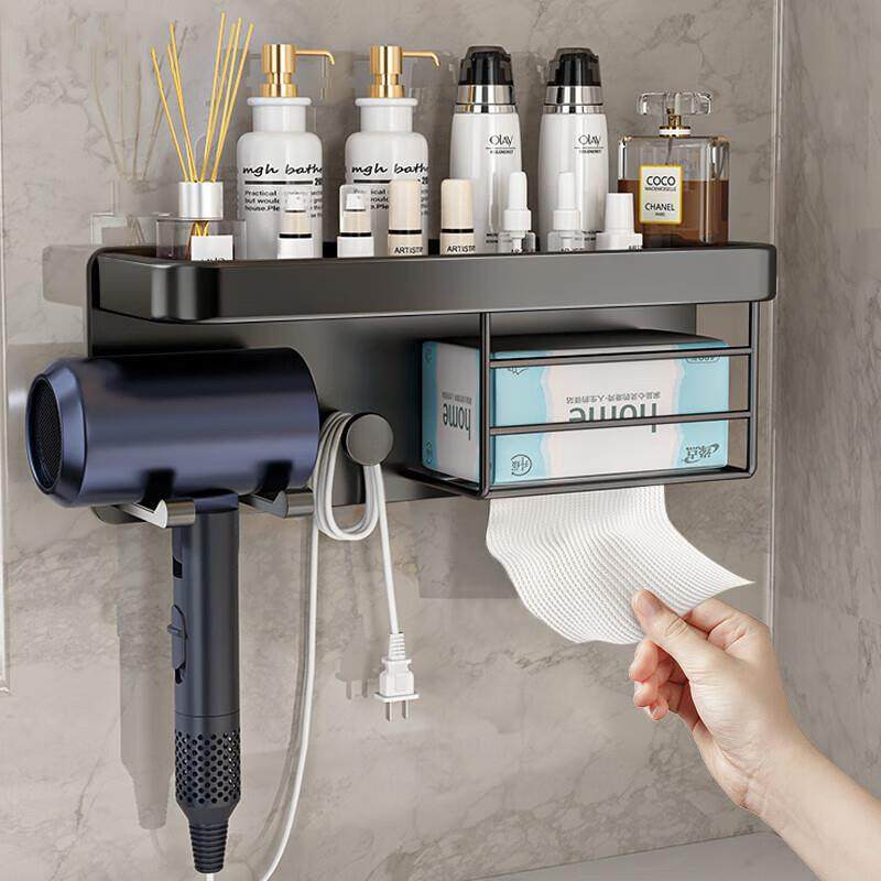 风筒纸巾置物架吹风机纸巾架卫生间免打孔电吹风机支架挂架轻奢风,家庭/个人清洁工具,吹风机置物架,淘宝优惠券,粉丝福利购,淘宝优惠卷