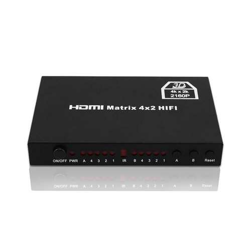 HDMI矩阵四进二出4X2matrix迷你铁壳4K切换分配器音频分离回传器