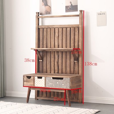 复古实木花架置物架阳台多层收纳架D子客厅多功能落地式玄关置物