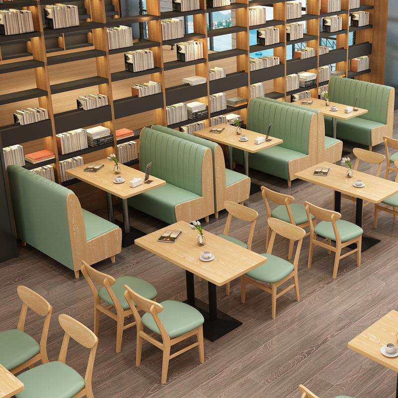 实木西餐厅餐饮靠墙卡座饭店面馆奶茶店食堂小吃汉堡店沙发桌椅