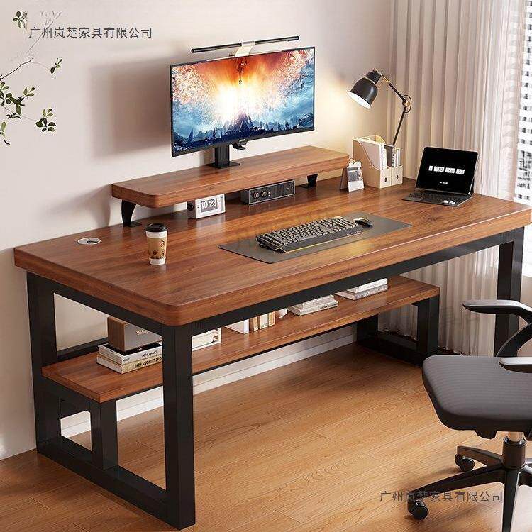 电脑桌实木桌50mm加厚台式卧室书桌办公家用办公桌简约电竞工作台