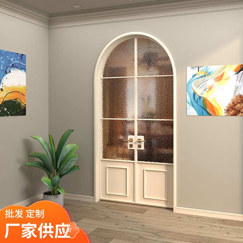 拱形圆弧形对开门厨房阳台隔断 蜂巢折叠钛合金玻璃门