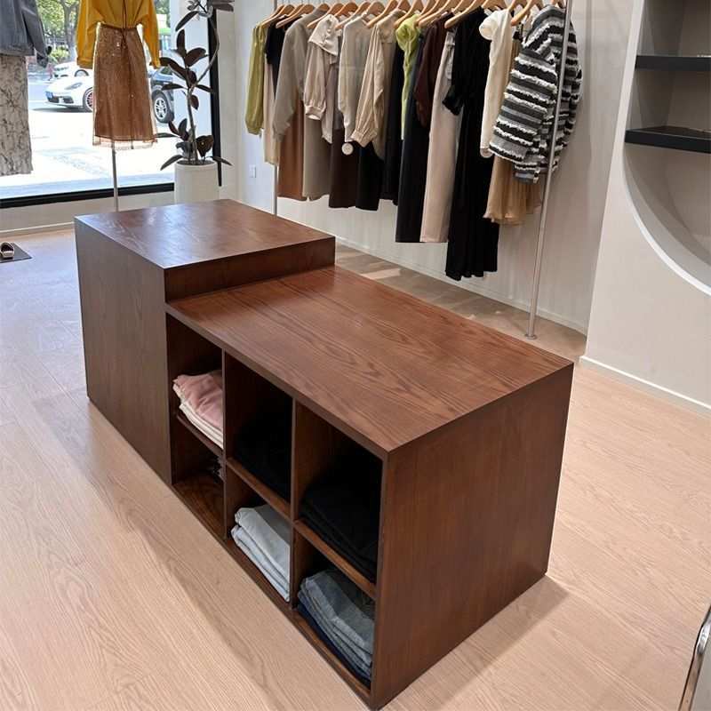 网红女装店简约现代双面格中岛鞋包裤童装饰品展示桌展示台展示柜