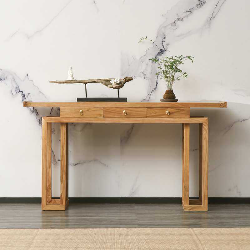 新中式玄关台供桌家用现代简约型中式仿古实木走廊玄关柜案台条案