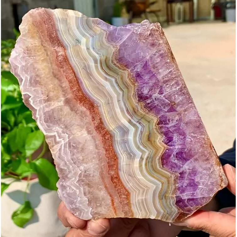 跨境热销天然紫晶玛瑙切片紫水晶风景石摆件天然水晶玛瑙切片
