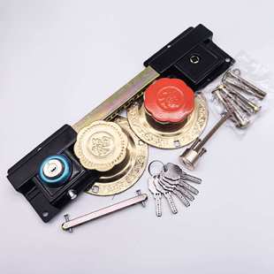 云蒙湖大门锁双开双扇门锁 木门齿条锁 锁栓齿条锁 钛金大门锁