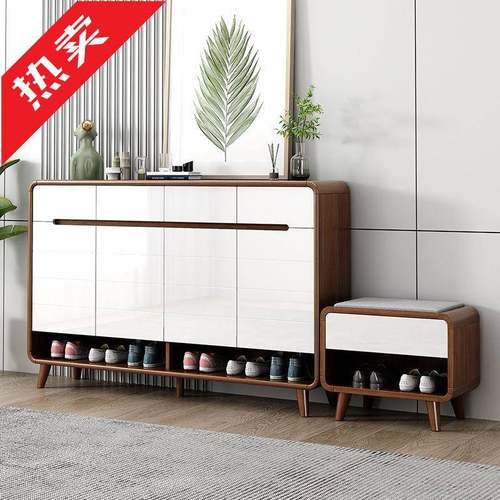 【店铺热销】入户门口鞋柜新中式实木框入户玄关隔断大容量收纳简