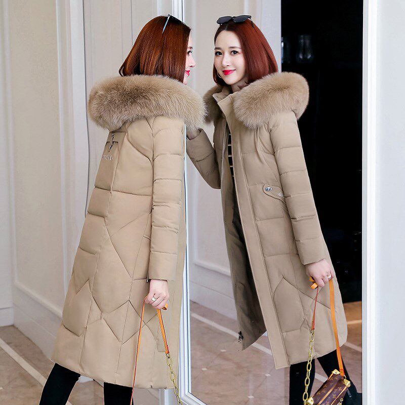 冬季新款女士羽绒棉服中长款韩版加厚棉衣2024中年妈妈大毛领外套