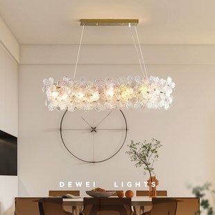 奶油风花朵餐厅吊灯法式浪漫卧室房间水晶吊灯艺术造型灯